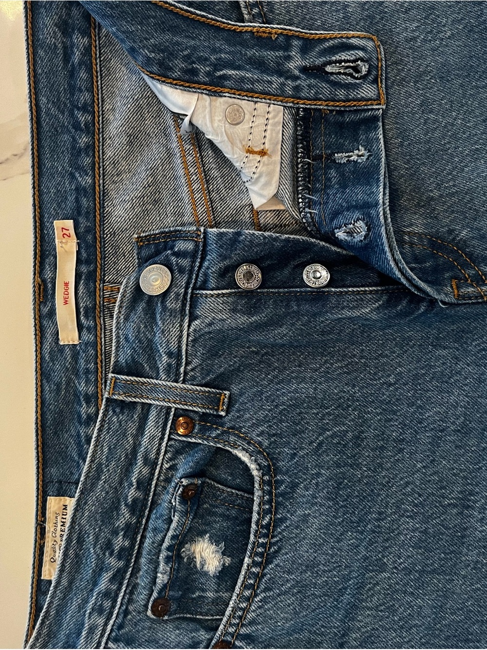 Levi's Blue Ripped Ankle Crop Jeans - Picture 3 of 4